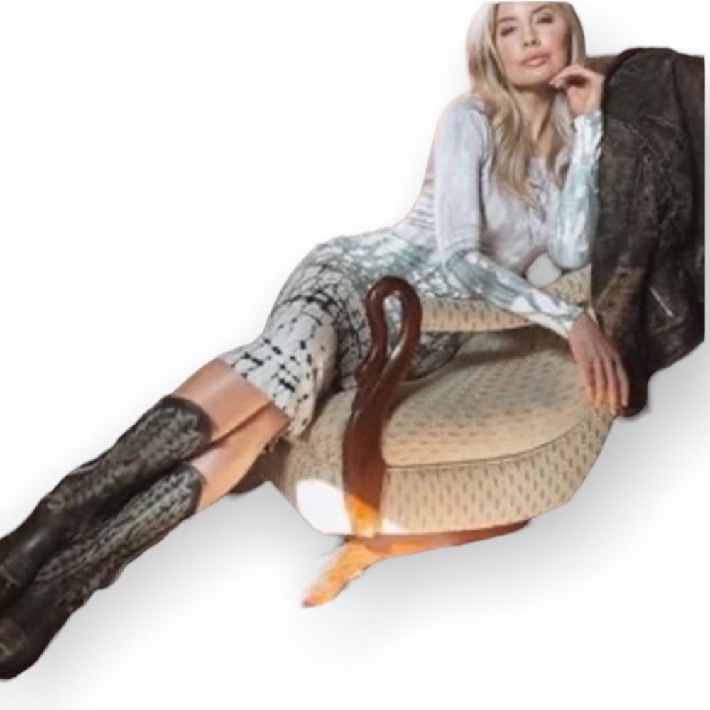 Young Fabulous & Broke Silver White Patterned Midi Dress